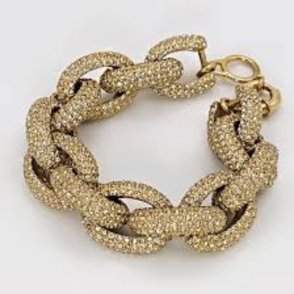 RARE J. CREW PAVE LINK BRACELET SWAROVSKI CHUNKY PREPPY RHINESTONE - Picture 3 of 15